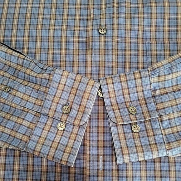 Eddie Bauer Men's Shirt Size XL Tall Blue Plaid Relax Fit Button Down Collar - Picture 6 of 11